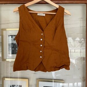 Rust Button-Down Women's Linen Vest